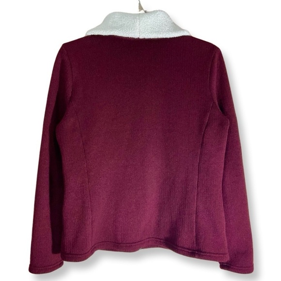 TALBOTS Preppy Classic Fleece Zip Up Jacket Retro Red Wine Burgundy Small Petite - Picture 5 of 10